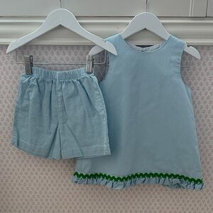 Kids Bailey Boys Light Blue Matching Set with Green Trim